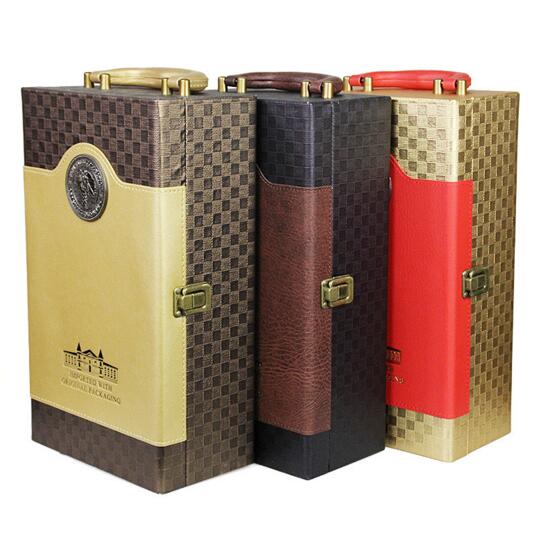 Promotional high quality emboss logo wine box for 2 bottle
