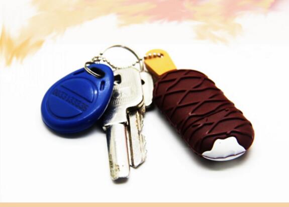 Fashional ice cream shape pvc silicone usb flash drive keychain