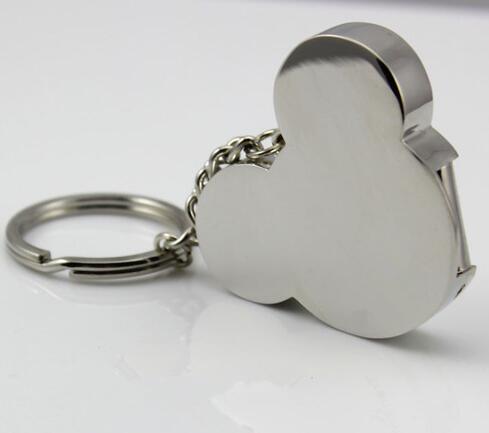 Promotional cute cat head shape metal swivel usb flash drive keychain