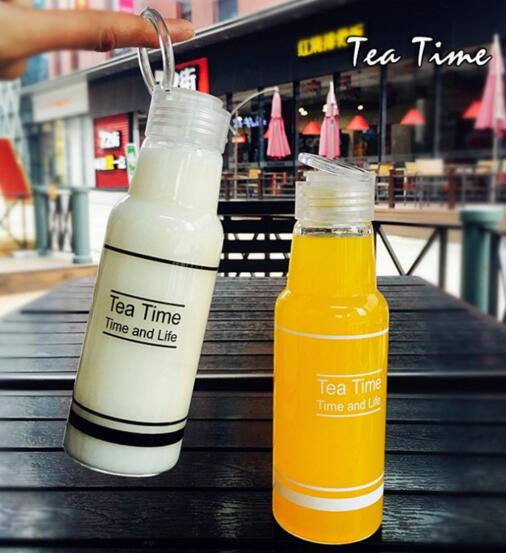 Wholesale plastic or glass material tea time time and life 450ml sport plastic mug