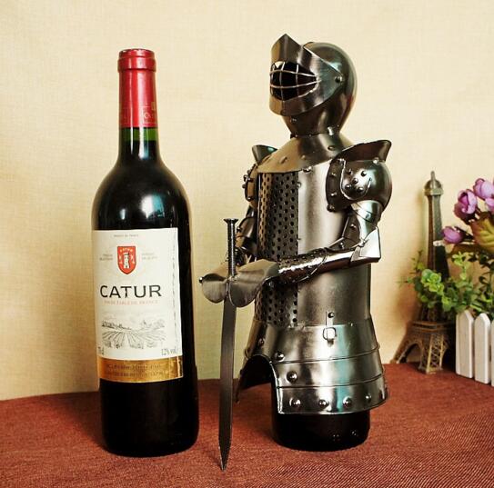Promotional warrior shape tin wine rack holder, wine bottle holder