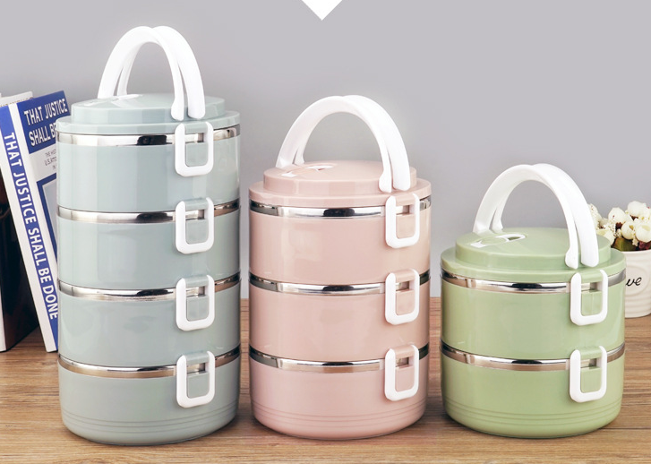 New style three layers stainless steel thermo lunch box, bento box, food container