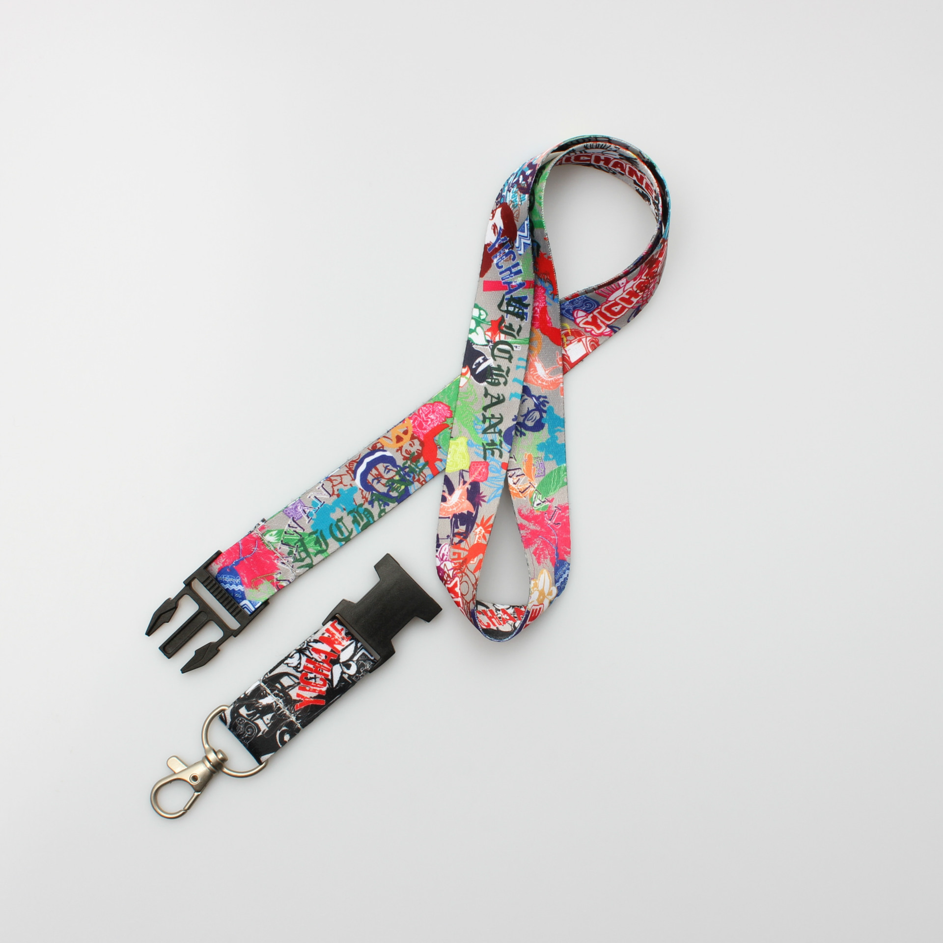 Colorful printed customized logo polyester lanyard