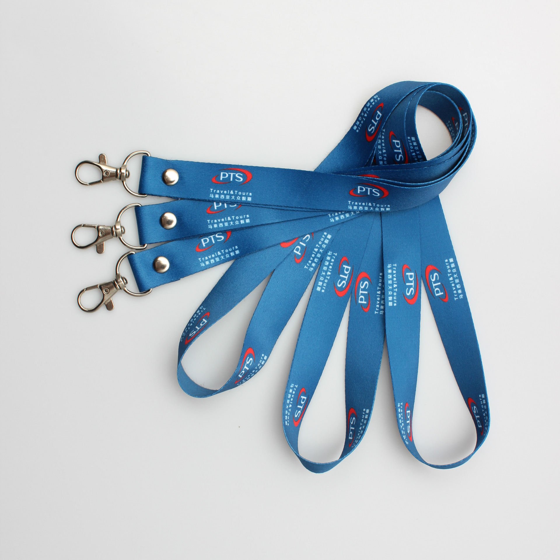Promotional customized logo blue color printed lanyard wtih hook