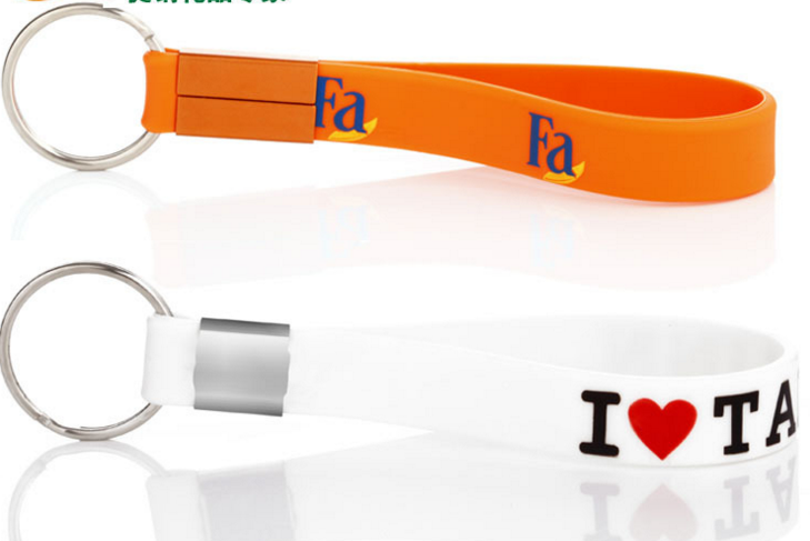 Promotional cheap customize silicone wristband keychain