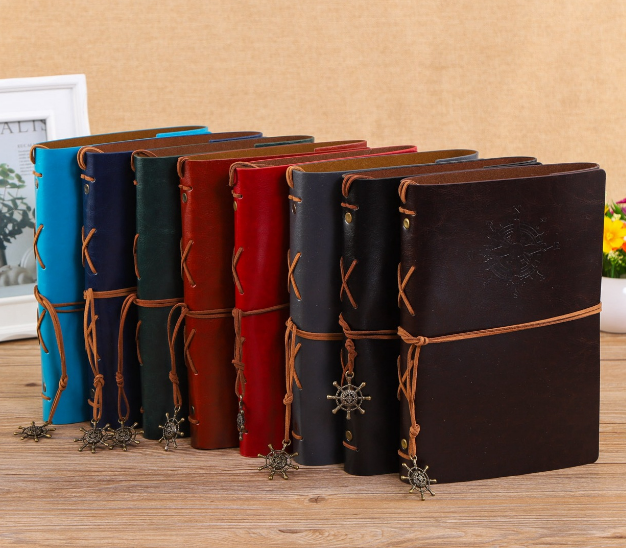High quality vintage or retro style customize logo pu notebook