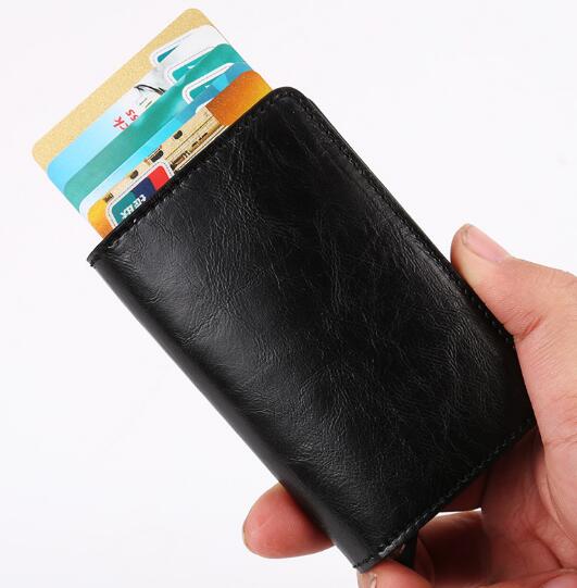 Wholesale RFID anti-theft aluminumm etal name card with pu cover holder