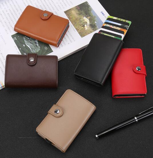 Wholesale RFID metal name card holder with pu cover