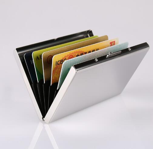 Wholesale put 6pcs RFID stainless steel metal name card holder