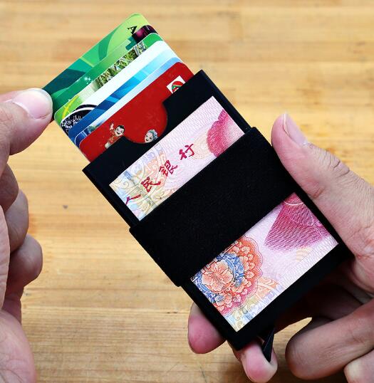 With elastic RFID aluminum alloy metal name card holder