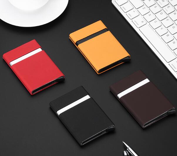 Fashional with pu cover RFID metal name card holder