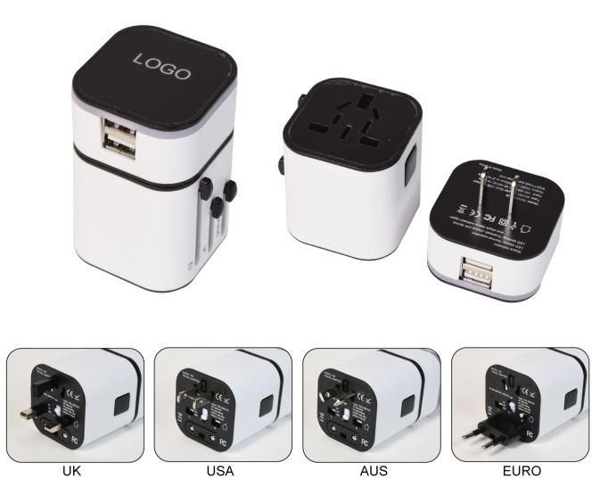 With led logo universal travel adaptor for AU US UK EU Plug