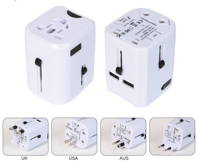 Customize logo universals travel adaptor with AU US UK EU plug/