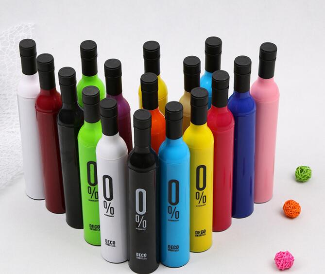 Promotional customize logo cheap style wine bottle shape uv umbrella