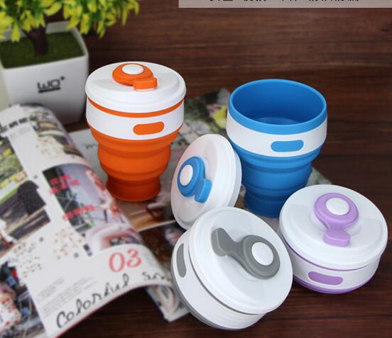 Promotional customize logo 300ml silicone foldable cup