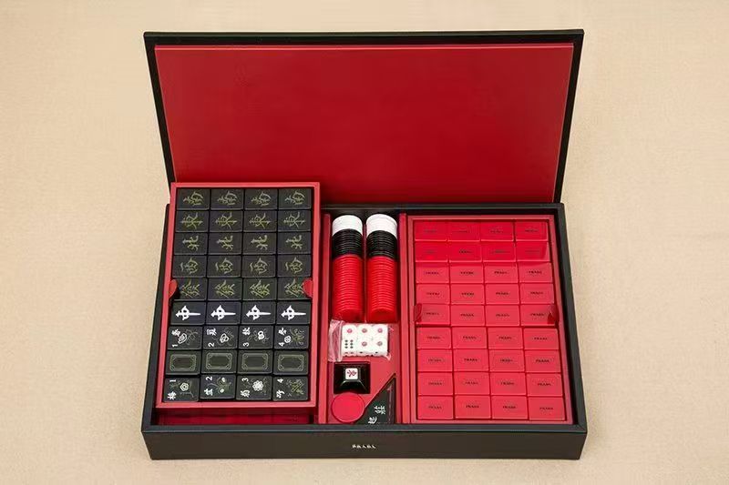 Customize luxury play mahjong tiles sets with red pu box Singapore Malaysia Chinese America