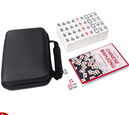 Customize  American mini play mahjong tiles sets with melamine material in black pouch bag