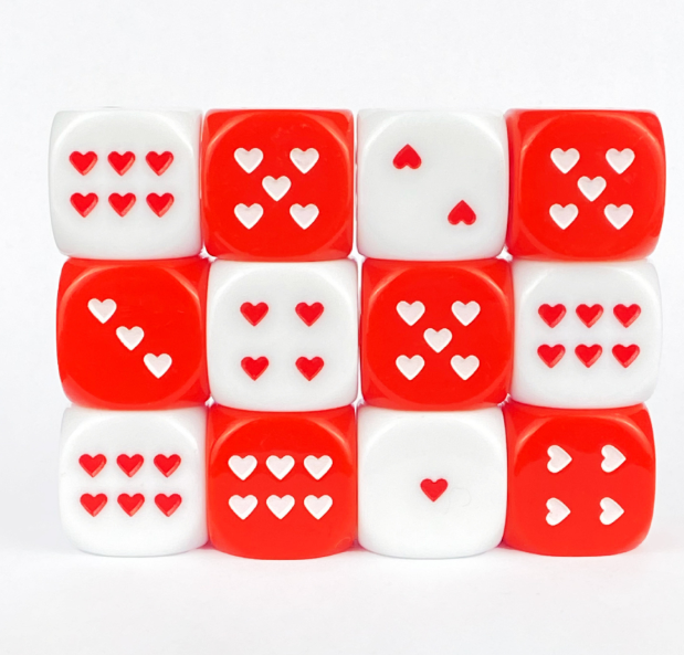 Acrylic material heart-shaped dice 25mm pattern creative dice