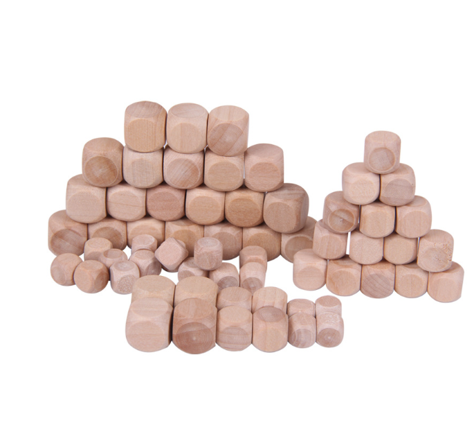 Wholesale blank 1-8 cm dice wooden six-sided sieve colored game dice