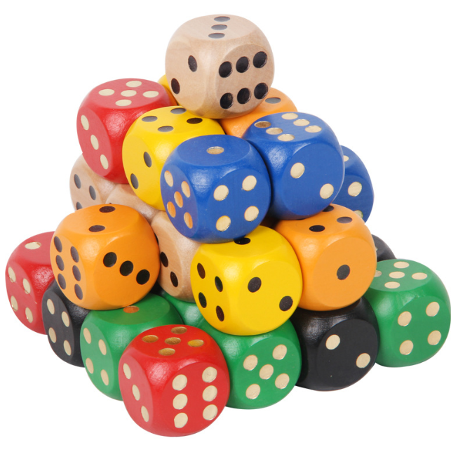 Wholesale customize size 4cm wooden colorful game dice